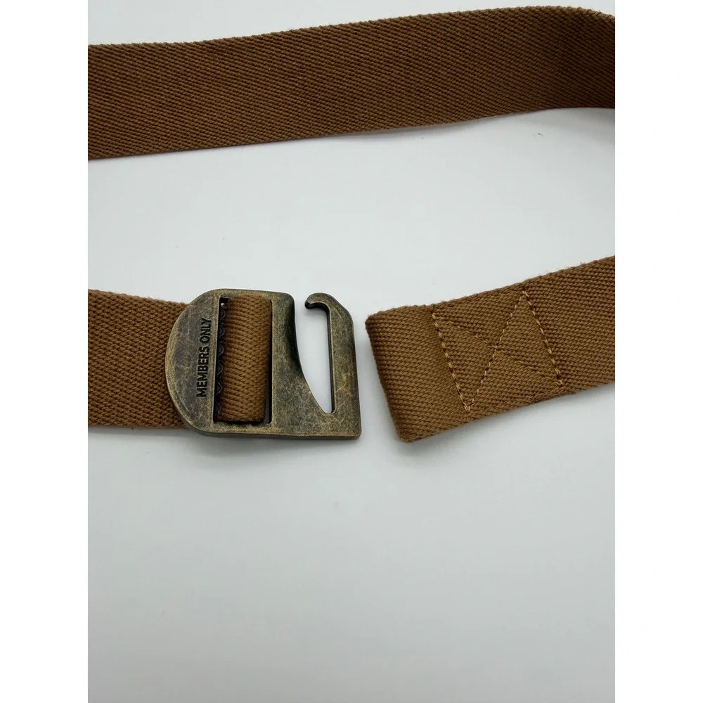 Members Only Mens Brown Webbed Belt G-Hook Buckle Adjustable 3BT9274M